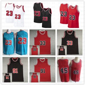 Basketbal Mitchell en Ness 23 45 MJ 33 Pippen 91 Rodman Borduurwerk Logo Stitched Retro 1997 1998 Jerseys