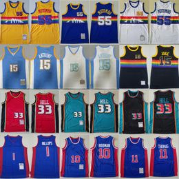 Basketbal Throwback Dikembe Mutombo Jersey 55 Isiah Thomas 11 Dennis Rodman 10 Grant Hill 33 Carmelo Anthony 15 Blauw Wit Vintage Borduren En Naaien