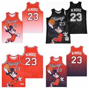 Basketbal Moive 23 Mouse geiten Jersey Film Fade College Pullover Pure Cotton Retro For Sport Fans University Ademend gepensioneerden Black Red Red Red Steited Man