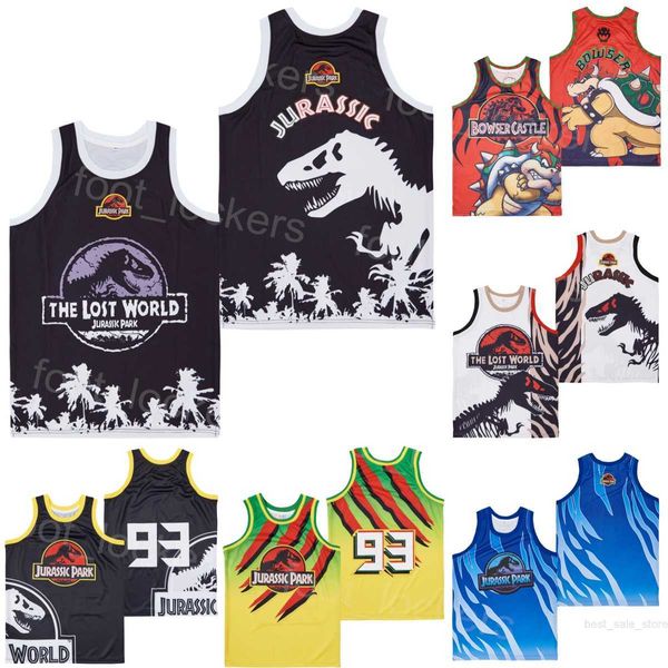 Basketball Movie Bowser Castle Jerseys 93 Jurassic Park The Lost World TV Series Retro HipHop Team Sport All Stitched Pure Cotton Respirant High School University
