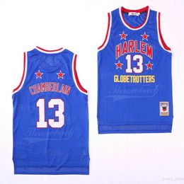 Basketbalfilm Harlem Globetrotters Jerseys 13 Wilt Chamberlain shirt Br Remix retro teamkleur blauw alle gestikte Hiphop ademende universiteit pullover met pensioen