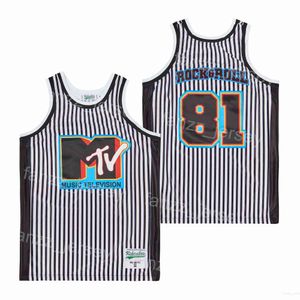 Basketball Film Musique Télévision MTV Jerseys 81 Rock Roll Shirt Film Rétro Noir Blanc Pinstripe Équipe HipHop Respirant Pull Lycée Pour Sport Fans Bon