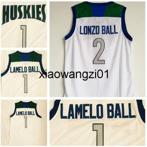 Basketbal NCAA Chino Hills Huskies High School 1 Lamelo 2 Lonzo Ball Jersey Home Wit Ed Basketbalshirts Shirts Mix Bestellen