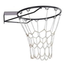 Basketbalnet Legering Ketting Basketbalring Mesh Net Buitensportaccessoire Dikker Duurzame metalen basketbalrand Doelnet 231220