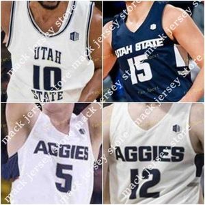 Basketball Nik1 NCAA Utah State Aggies Basketball Jersey 32 Trevin Dorius Justin Bean 44 Marco Anthony 52 Kuba Karwowski Cousu sur mesure