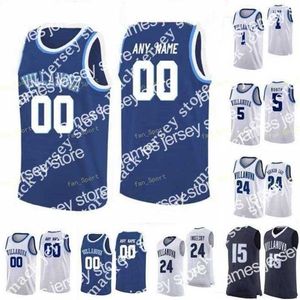 Basketball Nik1 NCAA Villanova Wildcats Basketball Jersey 12 Tim Saunders 14 Caleb Daniels Omari Spellman 2 Collin Gillespie Cousu sur mesure