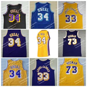 Basketball Oneal Jersey Dennis Kareem Rodman Abdul-Jabbar 33 Yellow Black Blue Purple All Stitched Mens Jerseys Classics Shirts 1998-99