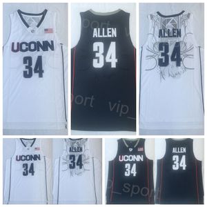 Basketbal Ray Allen UConn Huskies College Jersey 34 University Team Navy Blue White Color For Sport Fans Shirt Ademend Pure katoenen borduurwerk en naaien NCAA