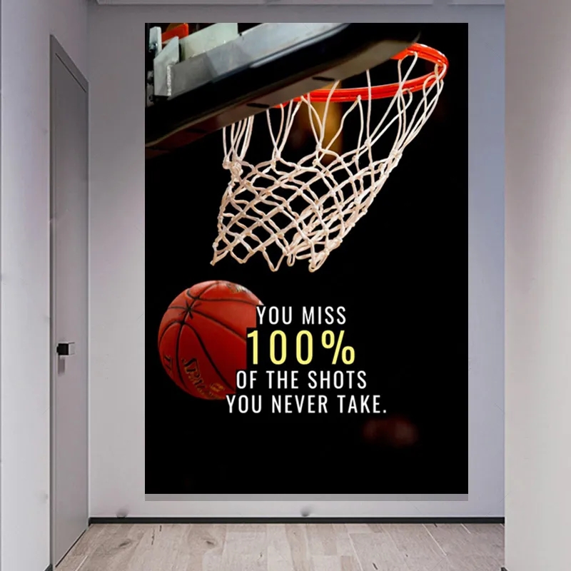 リビングルームのためのバスケットボールリムキャンバスペインティングマンボーイギフト写真ウォールロフトフレームレスモダンホーム装飾
