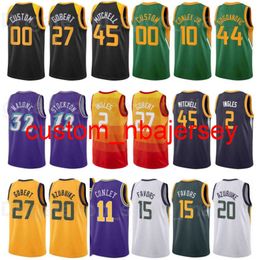 Basketball Rudy Gobert Jersey 27 Donovan Mitchell 45 Mike Conley 10 Bojan Bogdanovic 44 Clarkson 00 City Earned Edition Blanc Vert