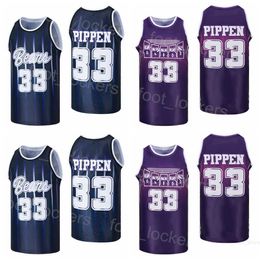 Basketball Scottie Pippen College Jerseys 33 Central Arkansas Bears University HipHop Moive Équipe respirante Bleu marine Violet Pur coton pour les fans de sport Chemise