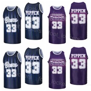 Baloncesto Scottie Pippen College Jerseys 33 Central Arkansas Bears University HipHop Moive Equipo transpirable Azul marino Púrpura Algodón puro para fanáticos del deporte Camisa