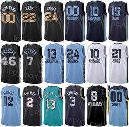 Homme Femme Imprimer Basketball Xavier Tillman Jersey 2 Jake LaRavia 3 David Roddy 27 Santi Aldama 7 Brandon Clarke 15 Tyus Jones 21 Ziaire Williams 8 Bleu Blanc Noir Vert