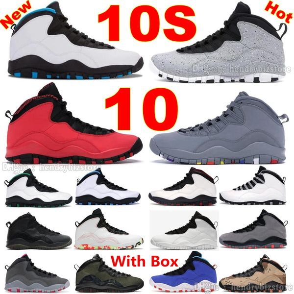 10S Powder Light Smoke Grey Basketball Chaussures Hommes Chicago Flag Solefly 10TH Anniversary Came Westbrook Class Seattle Supersonics Steel Tinker Baskets en cuir