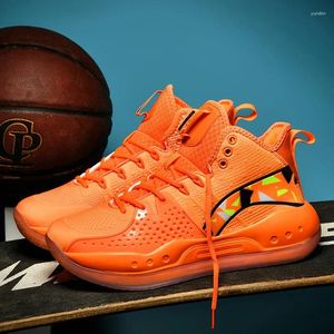 Chaussures de basket-ball pour hommes, baskets Orange de haute qualité, à la mode, amortissantes, bottes antidérapantes, 2024