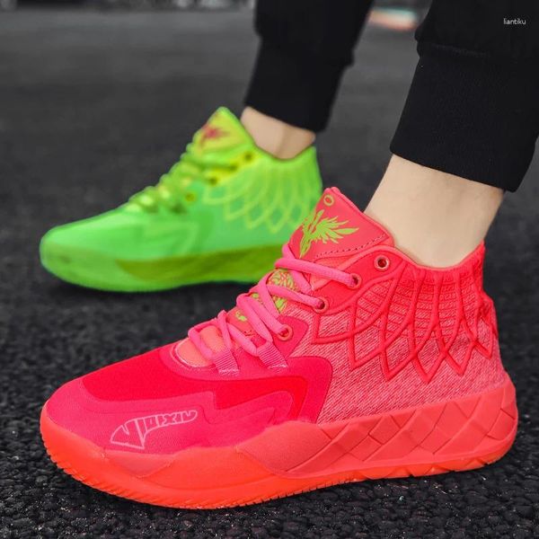 Zapatillas de baloncesto 2024 tendencia de moda masculina deportes al aire libre solas gruesas de desgaste sin deslizamiento entrenamiento transpirable