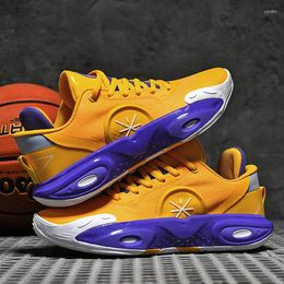 Chaussures de basket-ball 2024 Purple Gold Men's's Trainers Professional Women's Sports Sports High Quality Designer Sneakers Pankets