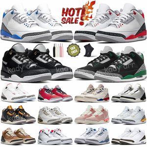 Chaussures de basket-ball 3 3s Fire Red Pine Lucky Green UNC Black Cat Cool Grey Midnight Navy Medellin Sunset White Cement Hommes Femmes Baskets Sports Baskets