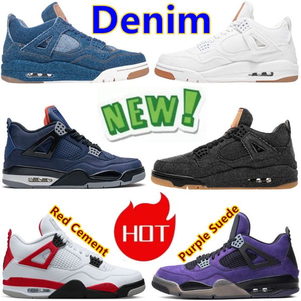 Chaussures de basket-ball 4 Ciment rouge Denim Winterized Midnight Navy Tainers Pure Money Hot Punch Blanc Oreo Black Cats Toile 4S Motorsport Infrarouge Hommes Baskets de créateurs