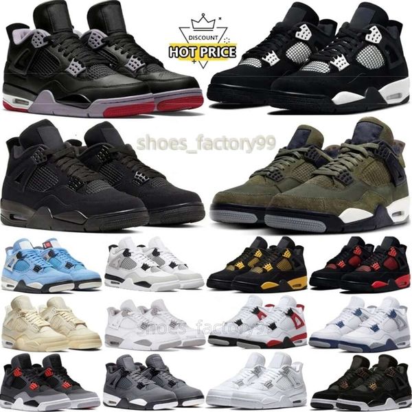 Chaussures de basket-ball 4S ciment hommes femmes baskets de créateurs Pine Green Red Thunder University Bleu Blanc Militaire Noir Hommes Sports Jumpmans Baskets Black Cat