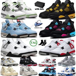 Chaussures de basket-ball 4S Sneakers 4 Bred Reimagined BLACK CAT Rose Bleu Thunder Chaussure de créateur Olive University Blue Pine Green Fire Red Photon Dust Motorsports avec boîte