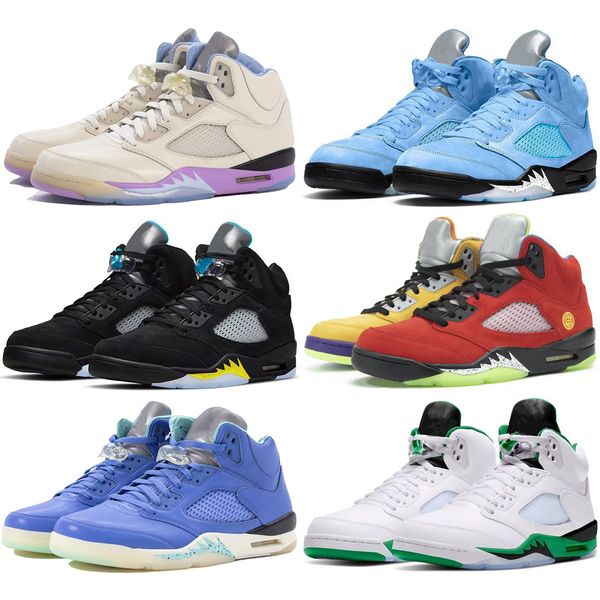 Chaussures de basket-ball 5 Classic Flat Jumpman 5s Chaussures de sport Hommes Université Bleu Top3 Green Bean OG Noir Métallique Moonlight What The Aqua Red Baskets Baskets de marche