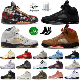 Haute qualité Jumpman 5s 5 V Black Cat Basketball Chaussures Hommes Formateurs Archaeo Brown Photo Dust Plaid Off UNC Aqua Black Muslin White Sail Noir Femmes Baskets Sports 36-47