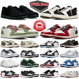 Avec la boîte 1 Chaussures de basket-ball Hommes Femmes 1S Lows Black Phantom Olive Reverse Mocha Shadow Light Smoke Wolf Grey Panda Bred Toe Baskets pour hommes Sports Baskets de plein air