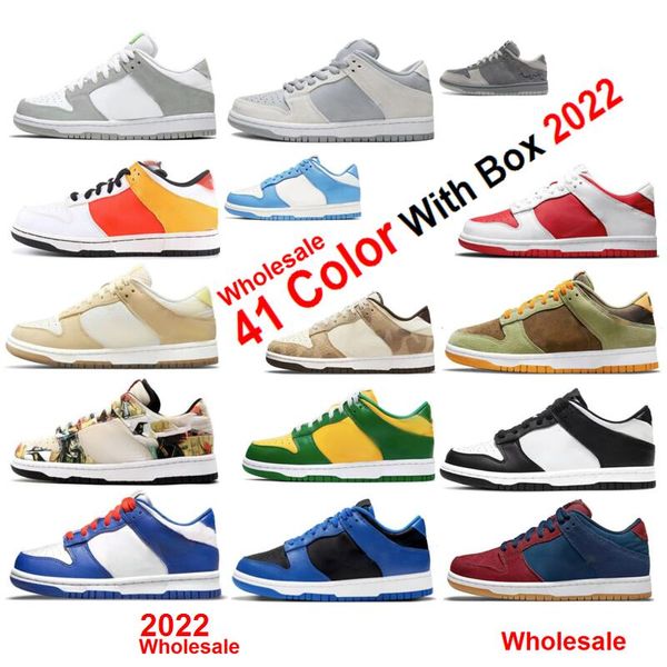 2022 Hommes Femmes Chaussures De Course Bas Panda Orge Orteil Cacao Wow Fossil Sun Club Cerise Ce Que Le Paisley Fraise Toux Noir Orteil Avec Boîte En Gros Triple GS Wmns Bronze