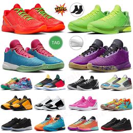 Chaussures de basket-ball commémoratives Kobies 6 Grinch inverse Kobis Grinches Men Bruce Lee Big Stage Chaos 5 Convex Ring Metal for Men Outdoor jouant des baskets de course