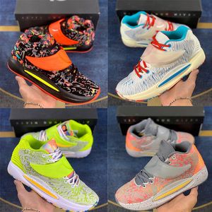 Chaussures de basket-ball Kd14 Baskets de sport Multi-couleur Bleu Cancer du sein Noctilucent Tante Pearl Hommes Durant Kd 14 14s Jumpman 9 Mens Ourdoor Shoe Des