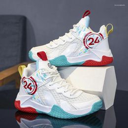 Zapatos de baloncesto de marca para niños, zapatillas de deporte de malla para niños, suela gruesa antideslizante, deportes para niños, cesta de entrenamiento para niños y niñas