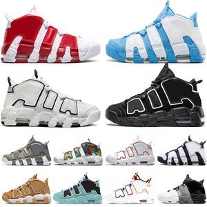 Basketball Shoes Mens More Air Uptempos 96 Total Max Scottie Pippen running shoes White Varsity Red Green Black Bulls University Blue UNC UK Women Trainers Sneakers