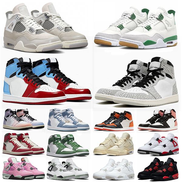 Zapatos de baloncesto para hombre entrenadores jumpman 1 1s bajo mocha negro fantasma concord jupman 4 4s cemento blanco hiper real pino verde 4 gatos negros 4s oreo entrenadores para hombre tamaño grande