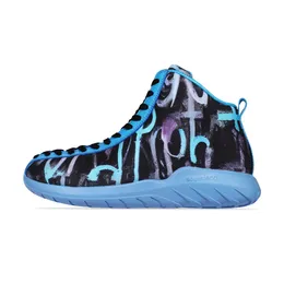 Chaussures de basket-ball Night Hawk Graffiti Blue Sneaker for Men Original Women Sports Man panier