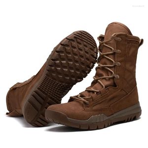 Chaussures de basket-ball Sports extérieurs Tactical Camping Men Femmes Boots Cuir en cuir Houblissant Militable Coup Forting Jungle Desert Combat