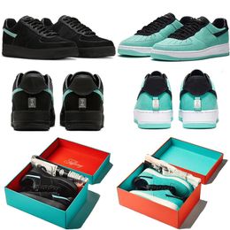 Chaussures de basket-ball Running Designer 1 One Low Men Women Sneaker Tiffany Blue Black Multi Color DZ1382-001 MENSE TRACLOR