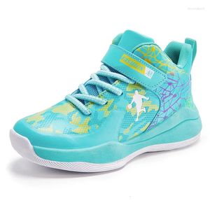 Zapatos de baloncesto para adolescentes, zapatillas deportivas absorbentes para niños, antideslizantes, zapatillas de entrenamiento para niñas, botas con gancho para niños