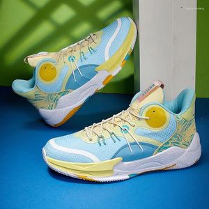 Basketbalschoenen trend gele laarzen man platform casual sportlicht ademende training sneakers voor mannen