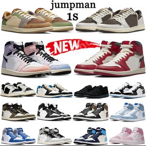 Chaussures de basket avec boîte Jumpman 1 1s Low 1s Black Phantom 1 1s Ts Moka Voodoo Low Concord Vintage Unc White Cement Skyline Stealth Femmes Hommes Baskets Formateurs