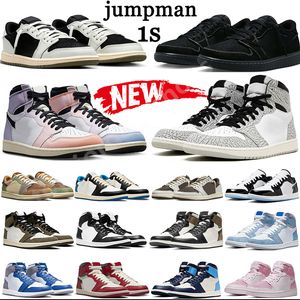 chaussures de basket avec boîte jumpman 1 1s low 1s Black Phantom 1 1s Moka Voodoo Low Concord Vintage UNC Grey Skyline Stealth Starfish baskets pour hommes
