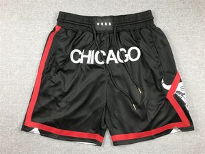 Short de basket-ball Chicago City noir, vêtements de sport de course avec poches zippées, taille S-XXL, commande assortie, haute qualité Ed