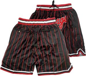 Basketbal shorts voor mannen met zakken retro mesh rap polyester geborduurde trekkoord losse hiphop 90s casual atletische chicago gym shorts