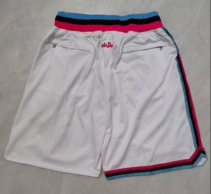 Short de basket-ball Miami Blanc Running Vêtements de sport avec poches zippées Just Done Taille S-XXL Mix Match Order Haute Qualité Cousu