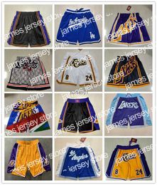 Pantalones cortos de baloncesto Westbrook James Team hombres Pantalones cortos de baloncesto Throwback bolsillo púrpura amarillo azul S - XXXL