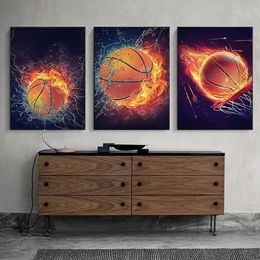 Pinturas de lona deportivas de baloncesto póster de arte deportivo de dibujos animados y estampados Imagen de arte de pared para deportes decoración del hogar sin marco wo6