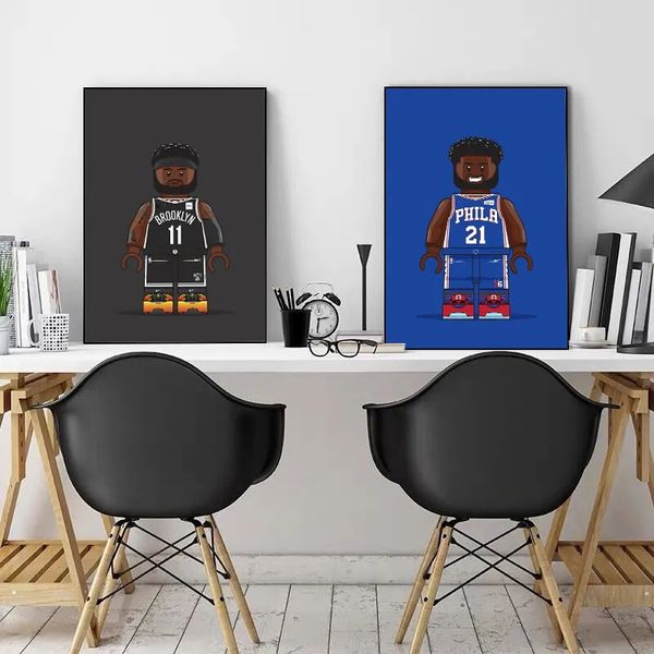 Basketball Star Canvas Peinture Art Funny Sports Player Affiche et imprimés Picture d'art mural pour Kid Room Home Decor Cuadros Wo6