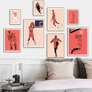 Basketball Star Canvas Peinture des affiches et imprimés de sports de Dunk Art Nordic Pictures de mur nordique Boy Room Arena Gym Decor Wo6