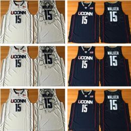 Basketball Uconn Huskies 15 Kemba Walker College Basketball Jerseys Université porte NAVY White Men NCAA Ed Jersey S-2XL Wear T