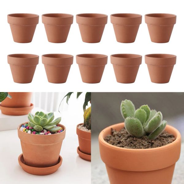 Paniers 10 pièces 3*3/4.5*4/5.5*5/6.5*6/8*8 petite terre cuite argile céramique poterie Cactus Pots de fleurs succulentes pépinière plante outils de jardin